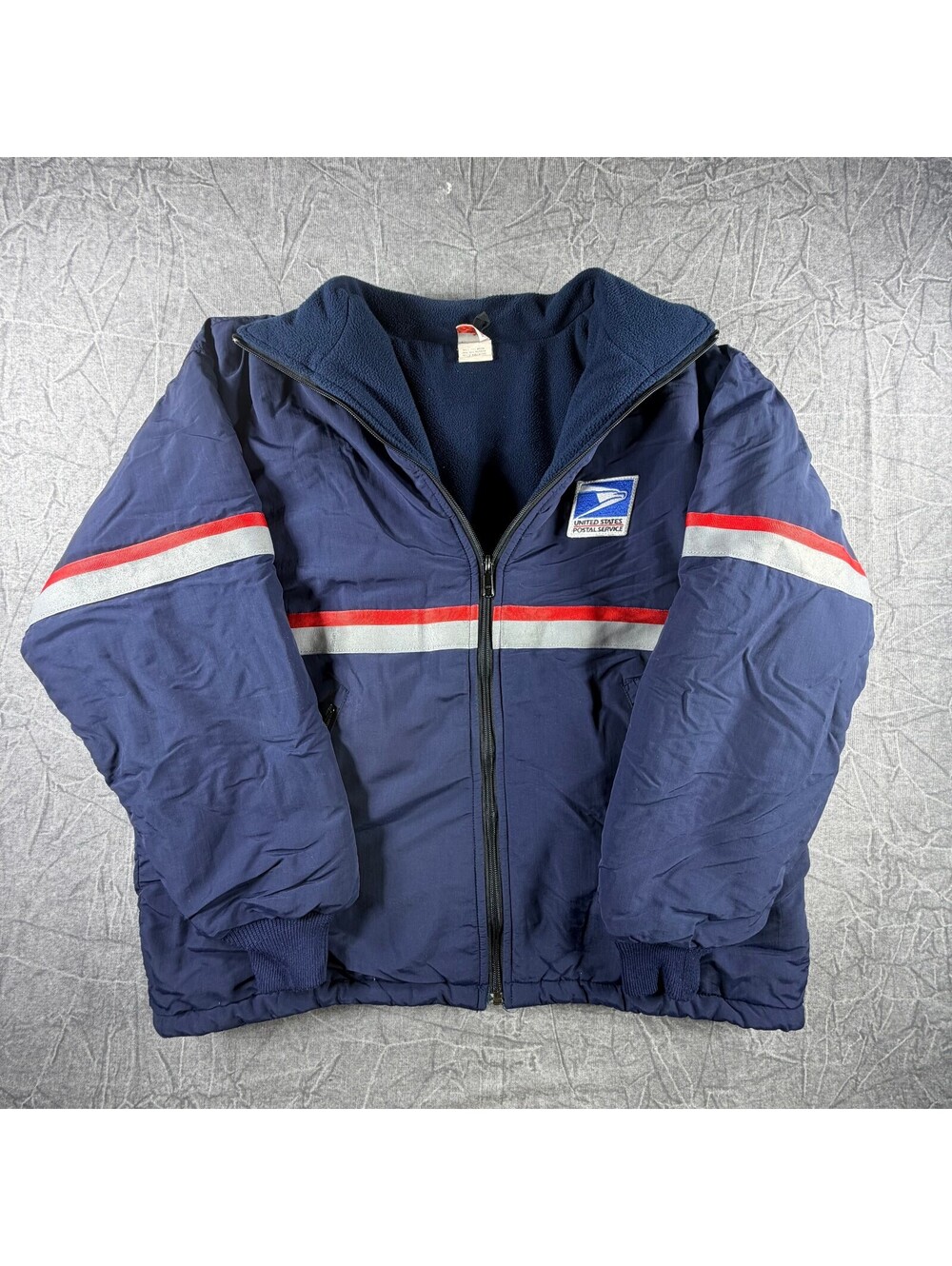 Vintage USPS Heavy Weight Line Fleece Mens L Blue Jacket